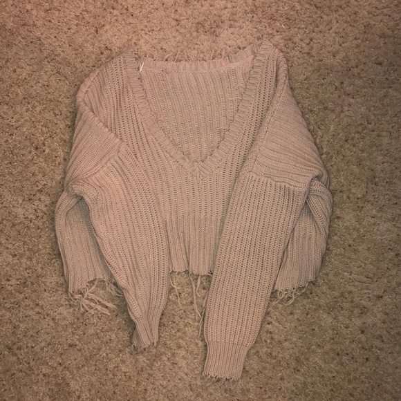 Vici Sweaters - Vici Tan Cropped Off Shoulder Sweater Vici Sweaters - Vici Tan Cropped Off Shoulder Sweater